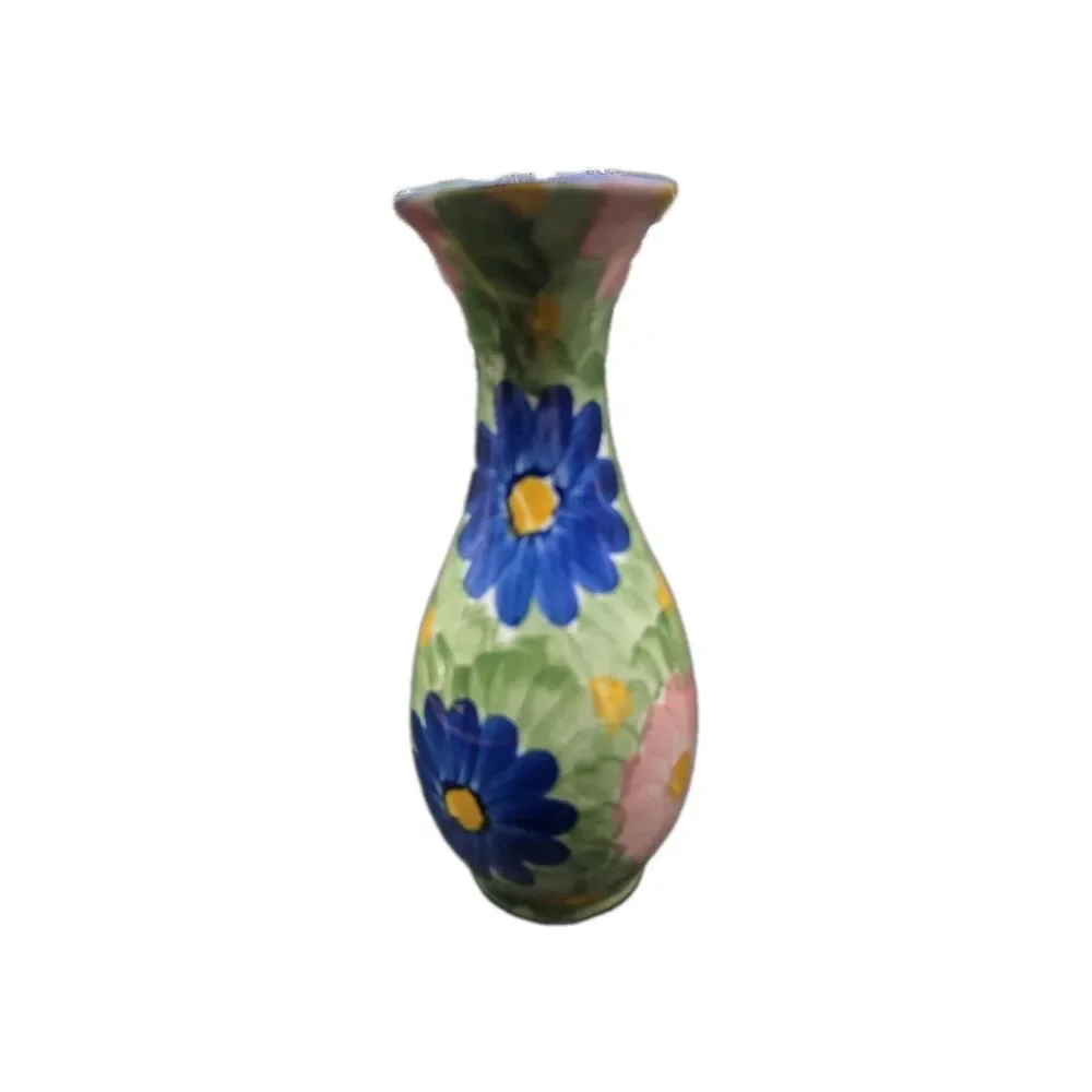 Multi Color Ceramic Vase Daisy Flower Hand Painted